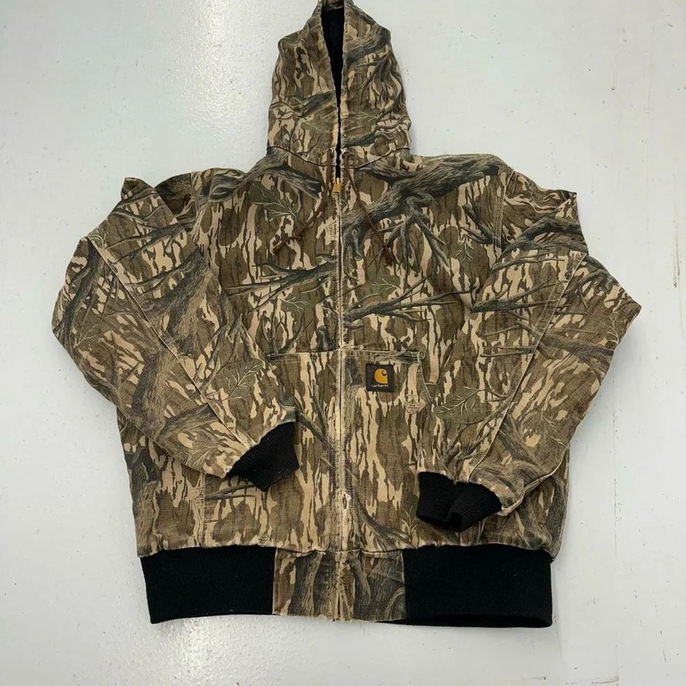 Rare Carhartt Vintage Mossy Oak Treestand Camo Zip Up Hooded Jacket - Picture 1 of 6